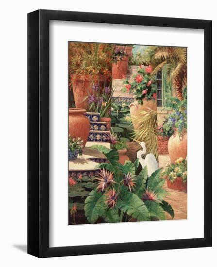 Floral Fractal with Egret-Art Fronckowiak-Framed Art Print