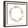 Floral Frame. Cute Retro Flowers Arranged Un a Shape of the Wreath Perfect for Wedding Invitations-Alisa Foytik-Framed Art Print