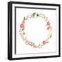 Floral Frame. Cute Retro Flowers Arranged Un a Shape of the Wreath Perfect for Wedding Invitations-Alisa Foytik-Framed Art Print