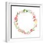 Floral Frame. Cute Retro Flowers Arranged Un a Shape of the Wreath Perfect for Wedding Invitations-Alisa Foytik-Framed Art Print