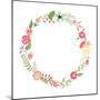 Floral Frame. Cute Retro Flowers Arranged Un a Shape of the Wreath Perfect for Wedding Invitations-Alisa Foytik-Mounted Art Print