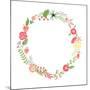 Floral Frame. Cute Retro Flowers Arranged Un a Shape of the Wreath Perfect for Wedding Invitations-Alisa Foytik-Mounted Art Print