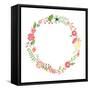 Floral Frame. Cute Retro Flowers Arranged Un a Shape of the Wreath Perfect for Wedding Invitations-Alisa Foytik-Framed Stretched Canvas