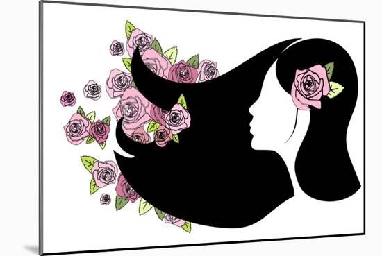 Floral Girl Silhouette-Alisa Foytik-Mounted Art Print