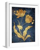 Floral Golden Blues Mate-Jace Grey-Framed Art Print