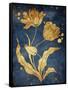 Floral Golden Blues Mate-Jace Grey-Framed Stretched Canvas