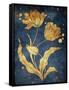 Floral Golden Blues Mate-Jace Grey-Framed Stretched Canvas