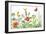 Floral Horizontal Seamless Border with Watercolor Wildflowers, Red Poppies, Bees and Butterflies. S-Val_Iva-Framed Art Print