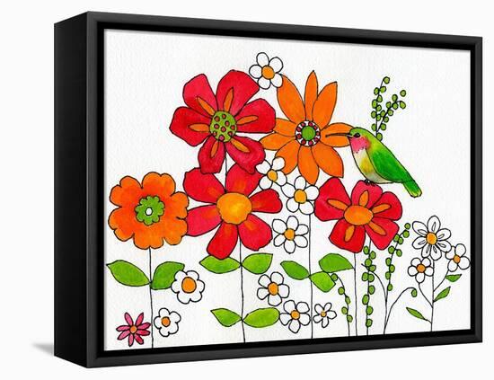 Floral & Hummingbird-Blenda Tyvoll-Framed Stretched Canvas