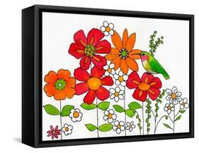 Floral & Hummingbird-Blenda Tyvoll-Framed Stretched Canvas