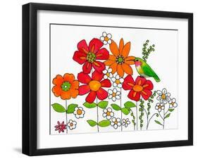 Floral & Hummingbird-Blenda Tyvoll-Framed Art Print