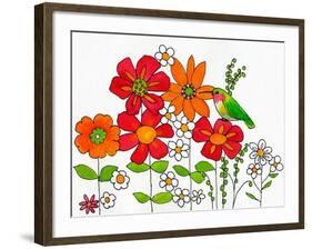 Floral & Hummingbird-Blenda Tyvoll-Framed Art Print