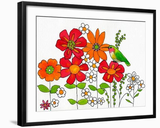 Floral & Hummingbird-Blenda Tyvoll-Framed Art Print