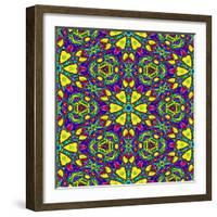 Floral Kaleidoscope Pattern-PandaWild-Framed Art Print
