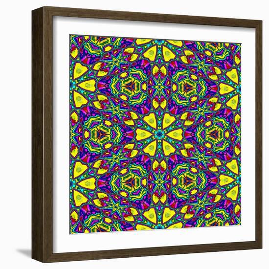 Floral Kaleidoscope Pattern-PandaWild-Framed Art Print