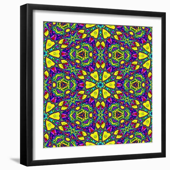 Floral Kaleidoscope Pattern-PandaWild-Framed Art Print