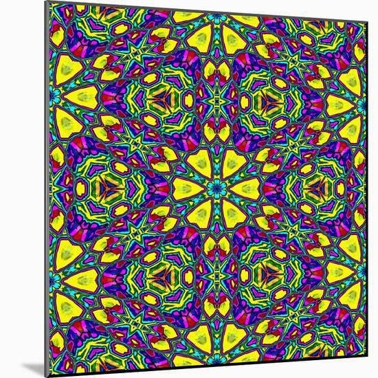 Floral Kaleidoscope Pattern-PandaWild-Mounted Art Print