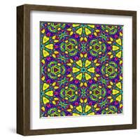 Floral Kaleidoscope Pattern-PandaWild-Framed Art Print