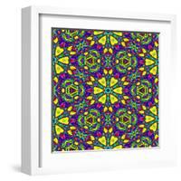 Floral Kaleidoscope Pattern-PandaWild-Framed Art Print