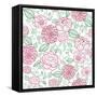 Floral Line Art Seamless Pattern Background-Oksancia-Framed Stretched Canvas