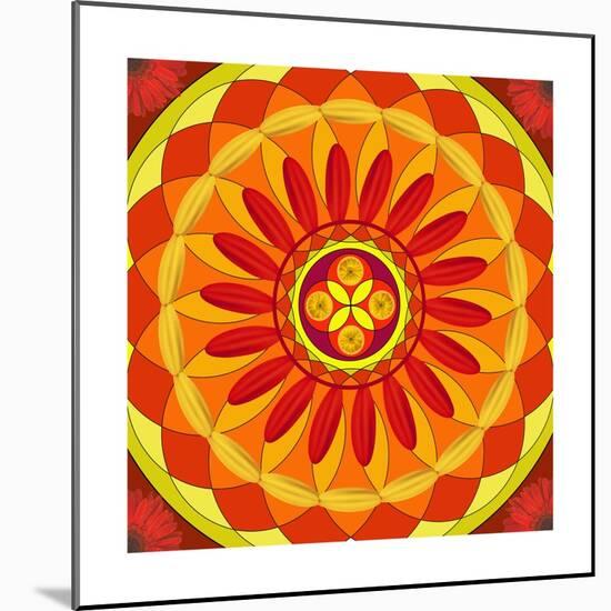 Floral Mandala Drawing Sacred Circle-AGCuesta-Mounted Print