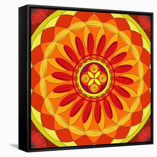 Floral Mandala Drawing Sacred Circle-AGCuesta-Framed Stretched Canvas