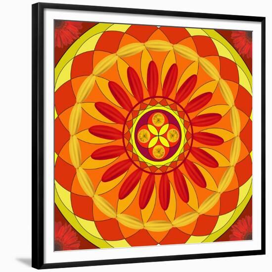 Floral Mandala Drawing Sacred Circle-AGCuesta-Framed Premium Giclee Print