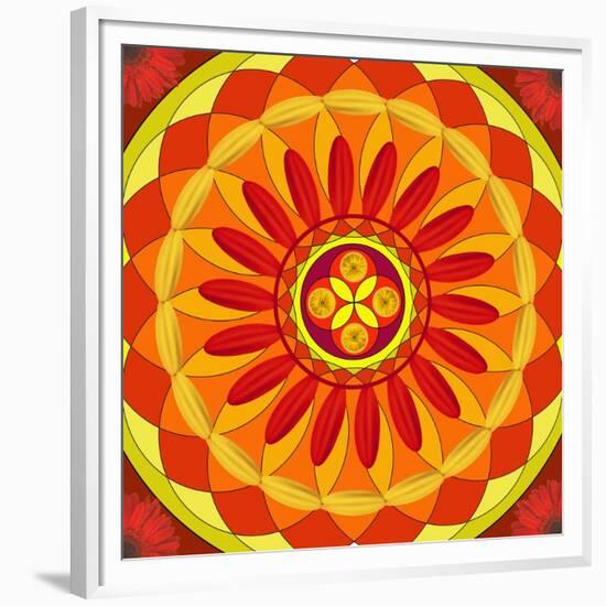 Floral Mandala Drawing Sacred Circle-AGCuesta-Framed Premium Giclee Print