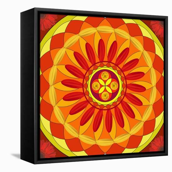 Floral Mandala Drawing Sacred Circle-AGCuesta-Framed Stretched Canvas