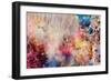 Floral Painting on Grunge Paper Texture-run4it-Framed Art Print