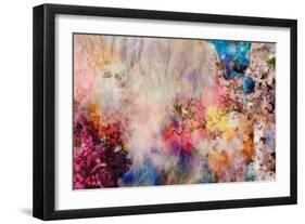 Floral Painting on Grunge Paper Texture-run4it-Framed Art Print