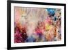 Floral Painting on Grunge Paper Texture-run4it-Framed Art Print