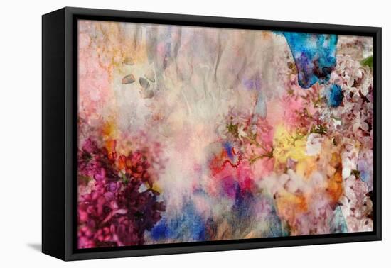 Floral Painting on Grunge Paper Texture-run4it-Framed Stretched Canvas