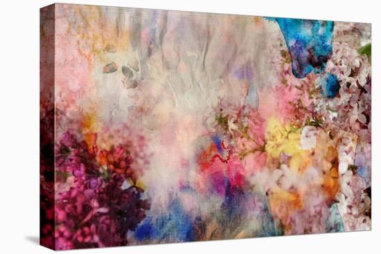 Floral Painting on Grunge Paper Texture-run4it-Stretched Canvas