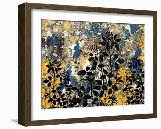 Floral Pattern Blues Yellows Black-Bee Sturgis-Framed Art Print