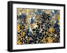 Floral Pattern Blues Yellows Black-Bee Sturgis-Framed Art Print