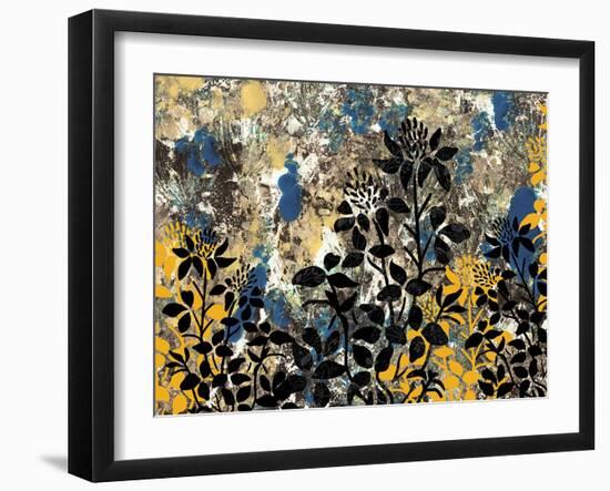 Floral Pattern Blues Yellows Black-Bee Sturgis-Framed Art Print