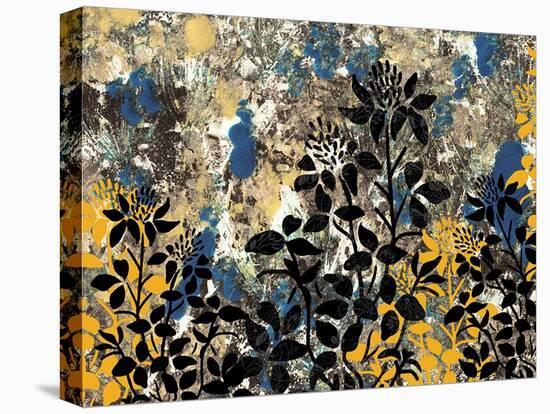 Floral Pattern Blues Yellows Black-Bee Sturgis-Stretched Canvas