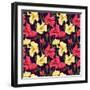 Floral Pattern Stylized Like Watercolor Art-hoverfly-Framed Art Print