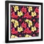 Floral Pattern Stylized Like Watercolor Art-hoverfly-Framed Art Print