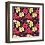 Floral Pattern Stylized Like Watercolor Art-hoverfly-Framed Art Print