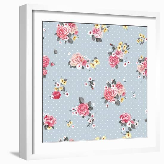 Floral Pattern with Blooming Flowers-Aleksey Vl B.-Framed Art Print