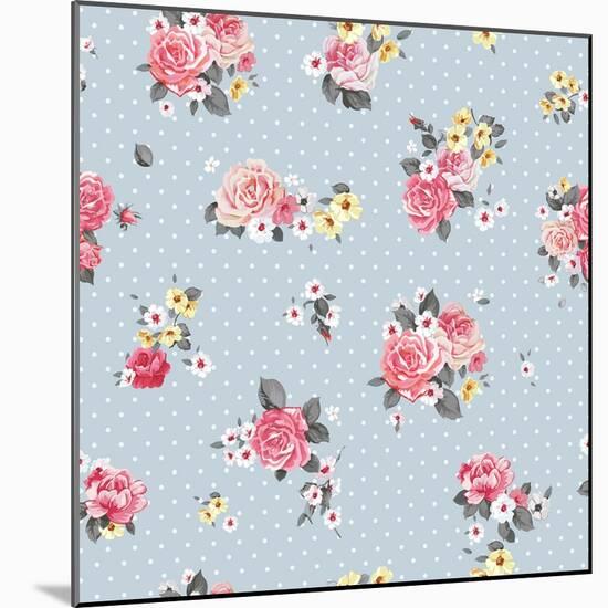 Floral Pattern with Blooming Flowers-Aleksey Vl B.-Mounted Art Print