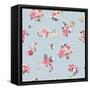 Floral Pattern with Blooming Flowers-Aleksey Vl B.-Framed Stretched Canvas