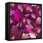Floral Pattern with Magnolia Flowers-Lola Tsvetaeva-Framed Stretched Canvas