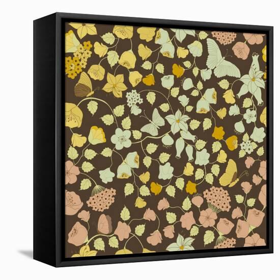 Floral Pattern-Rouz-Framed Stretched Canvas