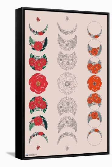 Floral Phases of the Moon-Trends International-Framed Stretched Canvas