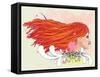 Floral Portrait of Red Haired Girl-artshock-Framed Stretched Canvas