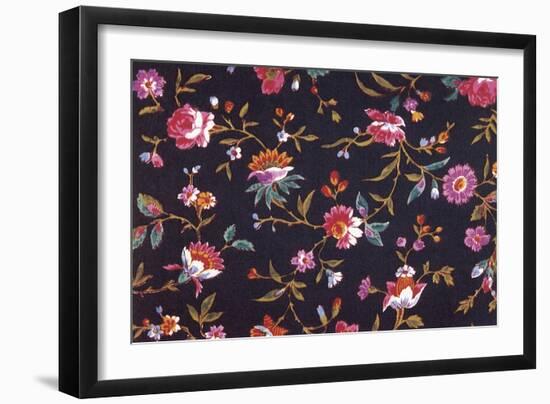 Floral Repeat on Black-null-Framed Giclee Print