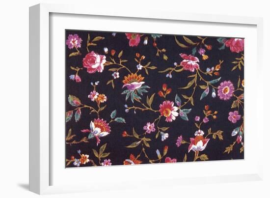 Floral Repeat on Black-null-Framed Giclee Print